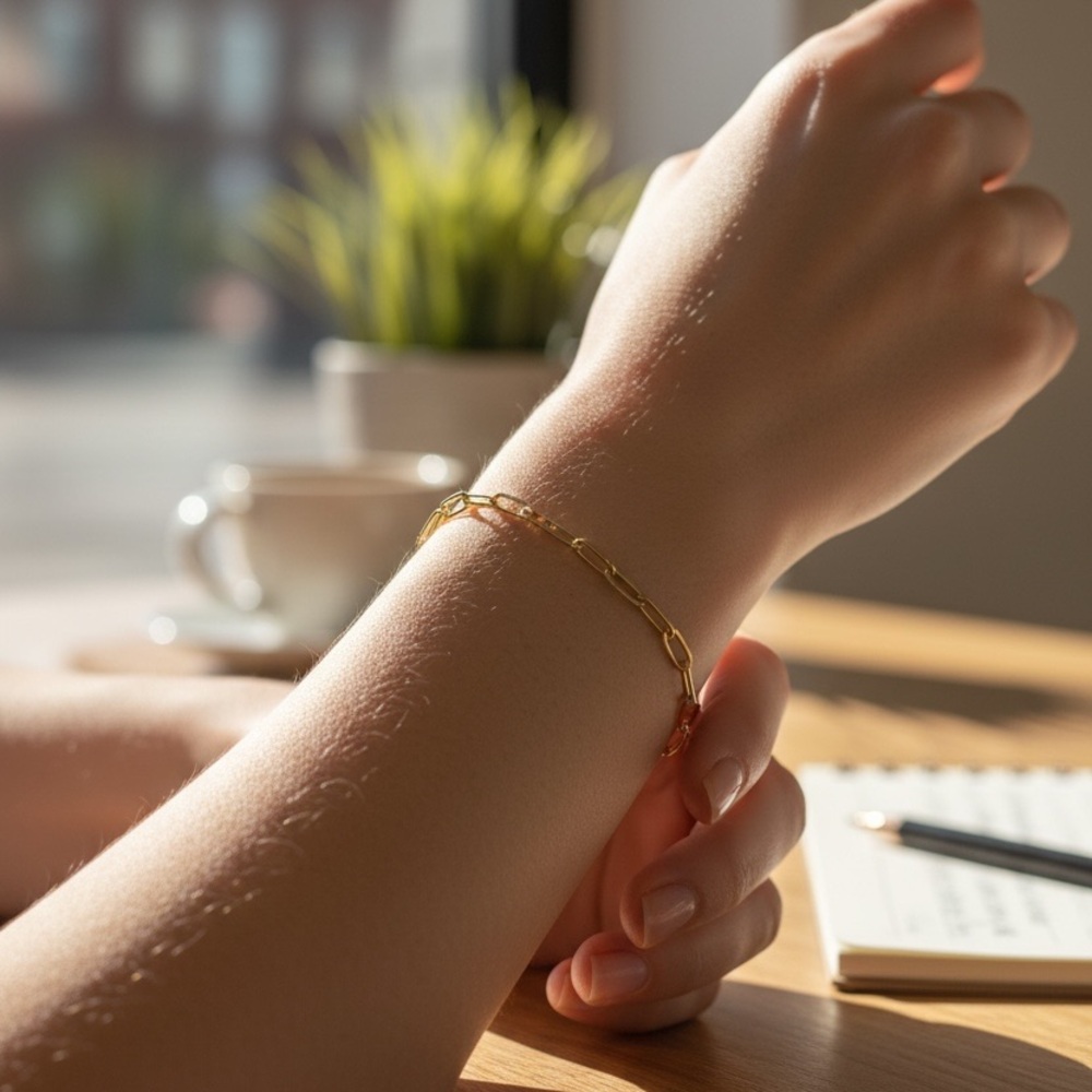 Delicate Gold Paperclip Chain Bracelet for Women